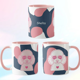 Poodle-Mama-Tasse Benutzerdefinierter Name Rosa Tasse