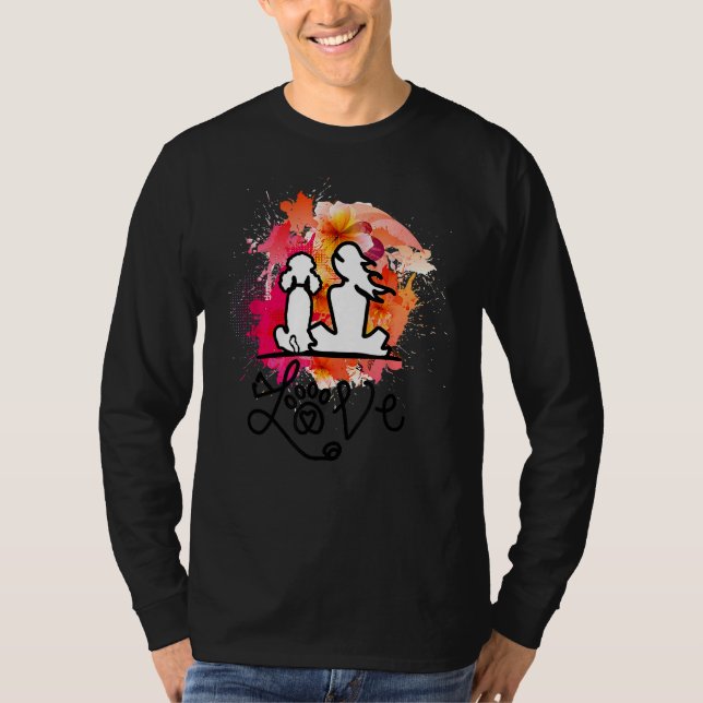 Poodle Mama und Poodle Liebhaber farbenfroh T-Shirt (Vorderseite)