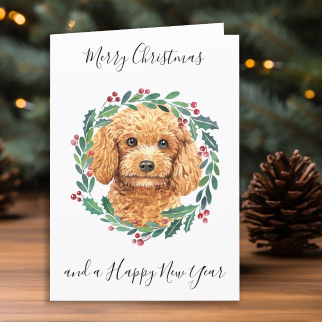 Poodle Merry Christmas Trendy Dog Feiertagskarte (Von Creator hochgeladen)