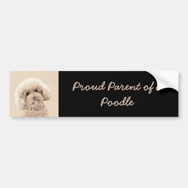 Poodle Miniatur Spielzeug Apricot Cream Brown Dog  Autoaufkleber (Vorne)