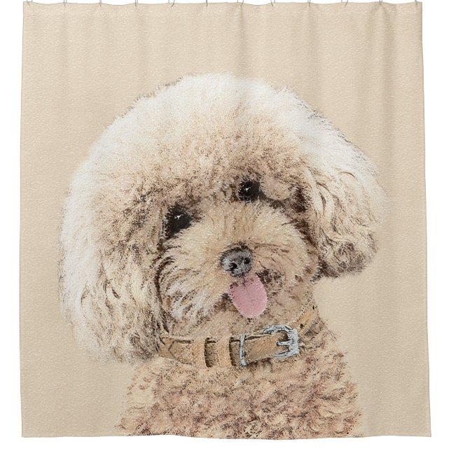 Poodle Miniatur Spielzeug Apricot Cream Brown Dog  Duschvorhang (Vorderseite)