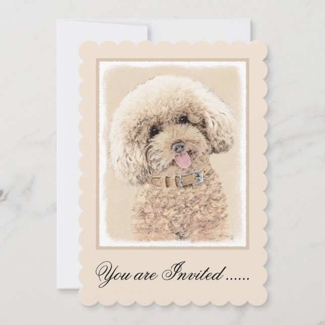 Poodle Miniatur Spielzeug Apricot Cream Brown Dog  Einladung (Vorderseite)
