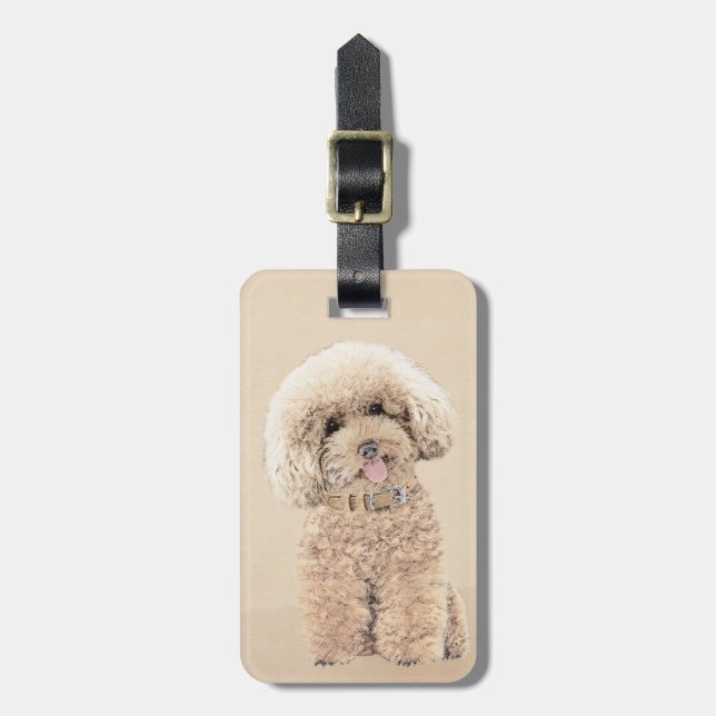 Poodle Miniatur Spielzeug Apricot Cream Brown Dog  Gepäckanhänger (Vorderseite vertikal)