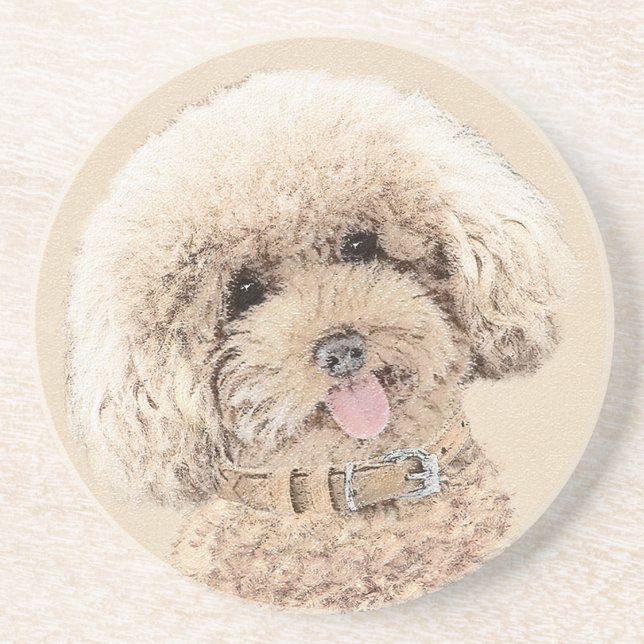 Poodle Miniatur Spielzeug Apricot Cream Brown Dog  Getränkeuntersetzer (Vorne)