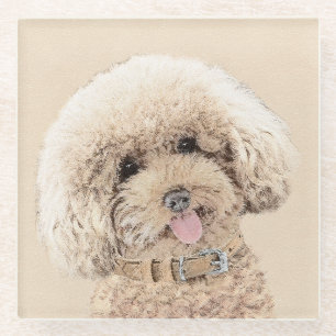 Poodle Miniatur Spielzeug Apricot Cream Brown Dog Glasuntersetzer