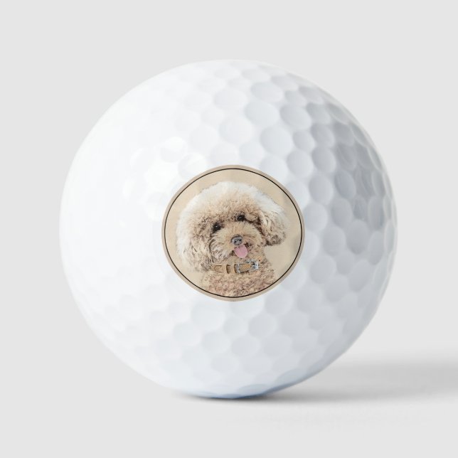 Poodle Miniatur Spielzeug Apricot Cream Brown Dog  Golfball (Vorderseite)