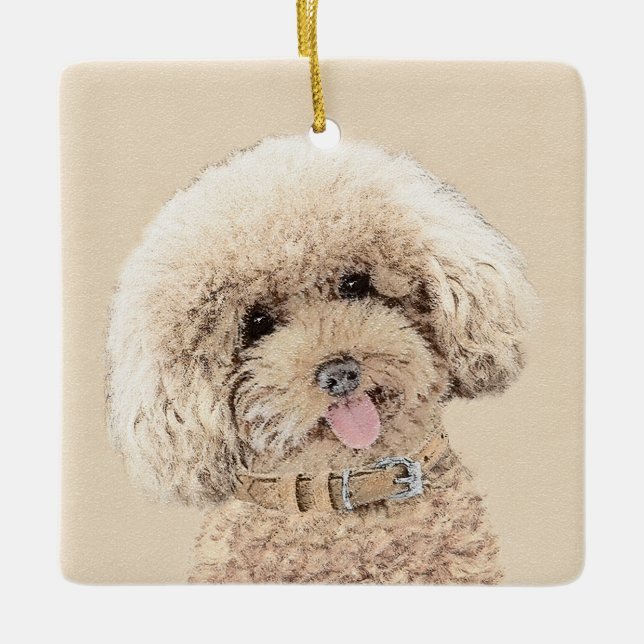 Poodle Miniatur Spielzeug Apricot Cream Brown Dog  Keramikornament (Vorderseite)