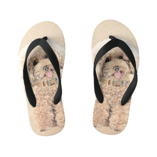 Poodle Miniatur Spielzeug Apricot Cream Brown Dog Kinderbadesandalen