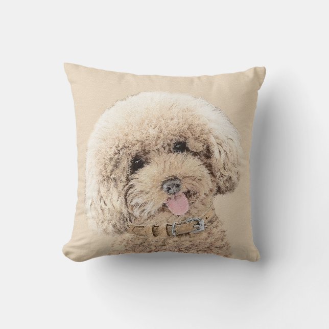 Poodle Miniatur Spielzeug Apricot Cream Brown Dog  Kissen (Vorderseite)