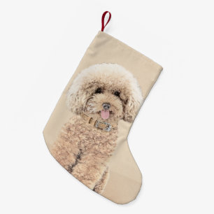 Poodle Miniatur Spielzeug Apricot Cream Brown Dog  Kleiner Weihnachtsstrumpf