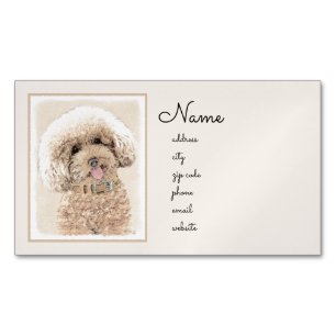 Poodle Miniatur Spielzeug Apricot Cream Brown Dog  Magnetische Visitenkarte