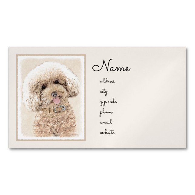 Poodle Miniatur Spielzeug Apricot Cream Brown Dog  Magnetische Visitenkarte (Vorderseite)