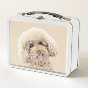 Poodle Miniatur Spielzeug Apricot Cream Brown Dog  Metall Brotdose