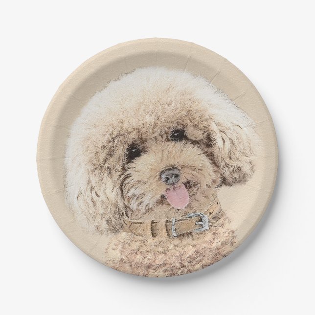 Poodle Miniatur Spielzeug Apricot Cream Brown Dog  Pappteller (Vorderseite)