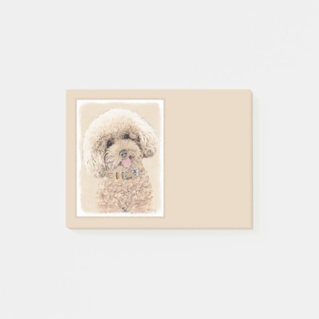 Poodle Miniatur Spielzeug Apricot Cream Brown Dog  Post-it Klebezettel (Vorderseite)