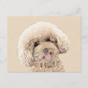 Poodle Miniatur Spielzeug Apricot Cream Brown Dog  Postkarte