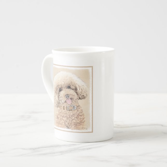 Poodle Miniatur Spielzeug Apricot Cream Brown Dog  Prozellantasse (Vorderseite Links)