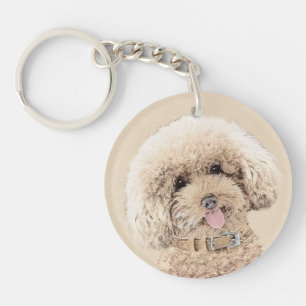 Poodle Miniatur Spielzeug Apricot Cream Brown Dog  Schlüsselanhänger