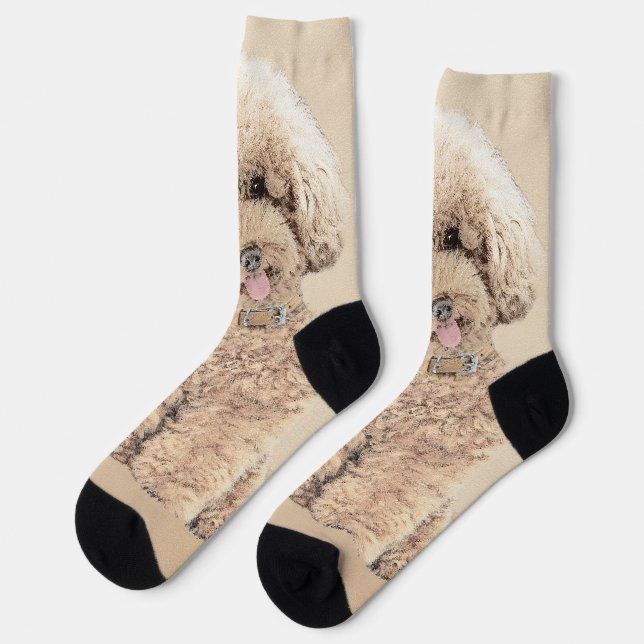 Poodle Miniatur Spielzeug Apricot Cream Brown Dog  Socken (Linkes Detail)