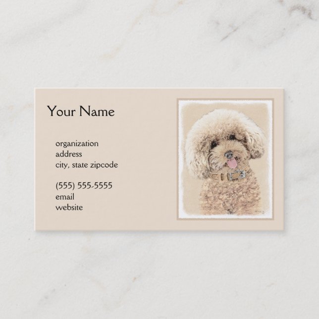 Poodle Miniatur Spielzeug Apricot Cream Brown Dog  Visitenkarte (Vorderseite)