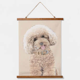 Poodle Miniatur Spielzeug Apricot Cream Brown Dog  Wandteppich Mit Holzrahmen