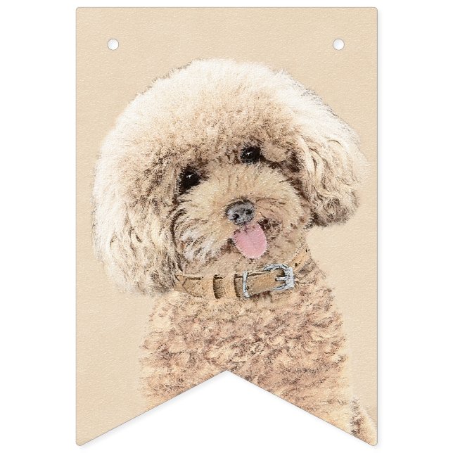 Poodle Miniatur Spielzeug Apricot Cream Brown Dog  Wimpelkette (Erste Fahne)