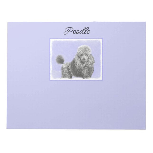 Poodle Miniatur Spielzeug Silver Gray Blue Hund Ar Notizblock (Vorderseite)