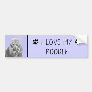 Poodle Miniatur Spielzeug Silver Gray Blue Hund Ku Autoaufkleber