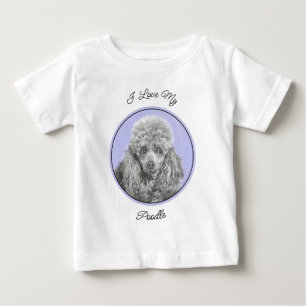 Poodle Miniatur Spielzeug Silver Gray Blue Hund Ku Baby T-shirt