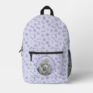 Poodle Miniatur Spielzeug Silver Gray Blue Hund Ku Bedruckter Rucksack