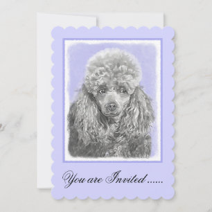Poodle Miniatur Spielzeug Silver Gray Blue Hund Ku Einladung