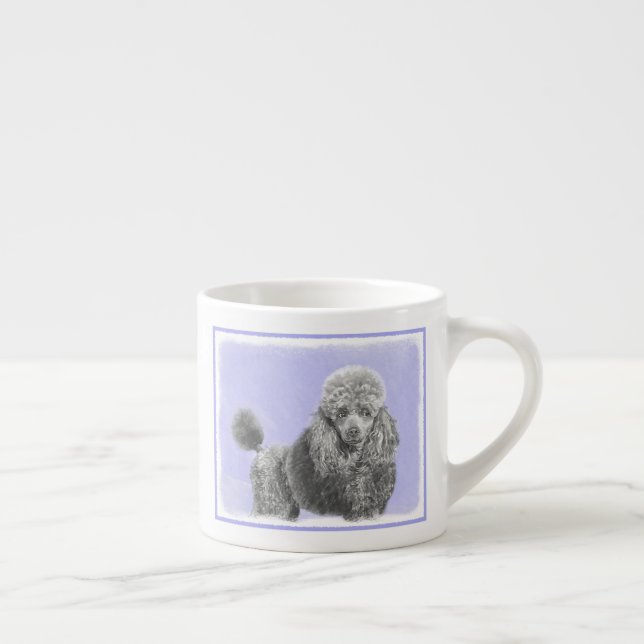 Poodle Miniatur Spielzeug Silver Gray Blue Hund Ku Espressotasse (Rechts)