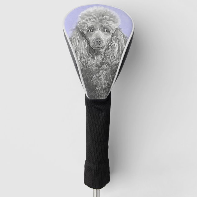Poodle Miniatur Spielzeug Silver Gray Blue Hund Ku Golf Headcover (Vorderseite)