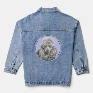 Poodle Miniatur Spielzeug Silver Gray Blue Hund Ku Jeansjacke