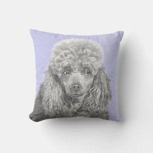 Poodle Miniatur Spielzeug Silver Gray Blue Hund Ku Kissen