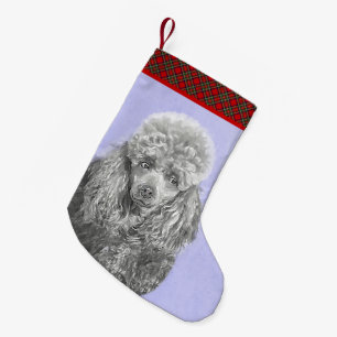 Poodle Miniatur Spielzeug Silver Gray Blue Hund Ku Kleiner Weihnachtsstrumpf