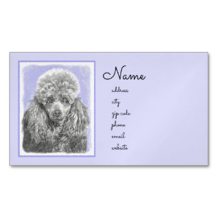 Poodle Miniatur Spielzeug Silver Gray Blue Hund Ku Magnetische Visitenkarte