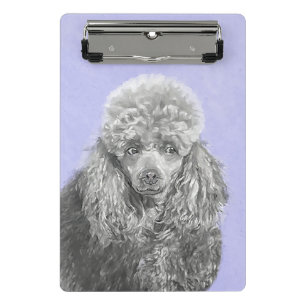 Poodle Miniatur Spielzeug Silver Gray Blue Hund Ku Mini Klemmbrett
