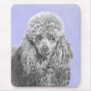 Poodle Miniatur Spielzeug Silver Gray Blue Hund Ku Mousepad