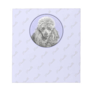 Poodle Miniatur Spielzeug Silver Gray Blue Hund Ku Notizblock