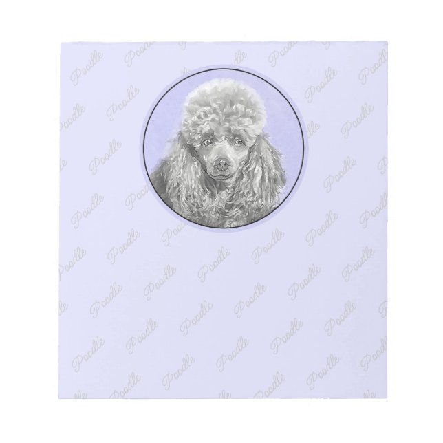 Poodle Miniatur Spielzeug Silver Gray Blue Hund Ku Notizblock (Vorderseite)