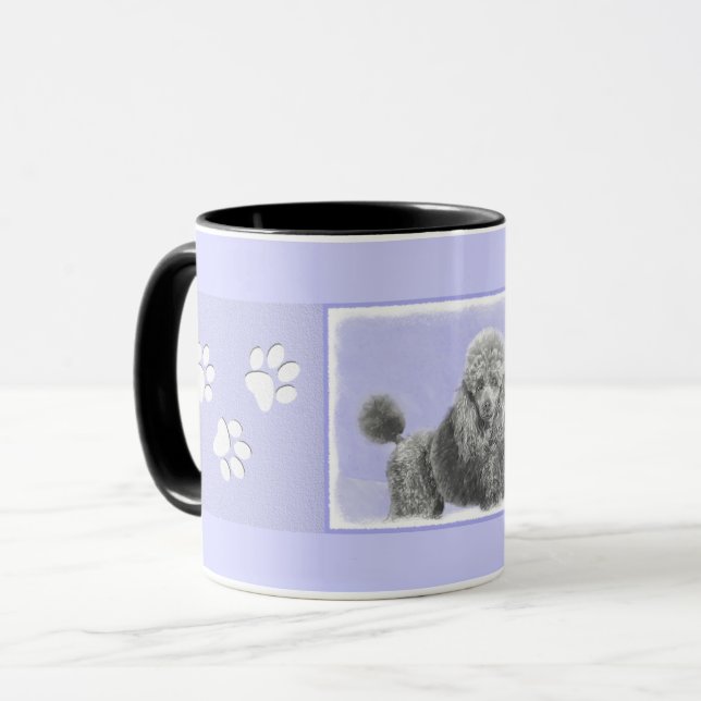 Poodle Miniatur Spielzeug Silver Gray Blue Hund Ku Tasse (Vorderseite Links)