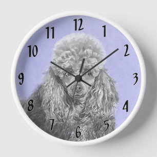 Poodle Miniatur Spielzeug Silver Gray Blue Hund Ku Uhr