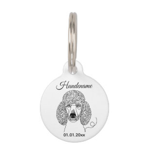 Poodle Minimalist Line Art Personalized Tag Haustiermarke