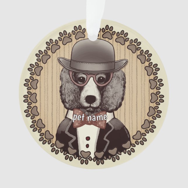 Poodle mit Brille Ornament (Vorderseite)