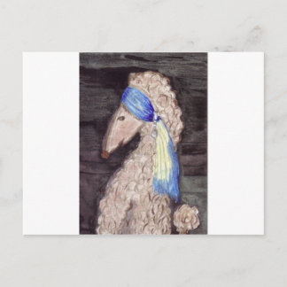 Poodle mit dem Perlenohrring Postkarte