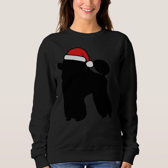 Poodle mit einer Weihnachtsmannmütze Sweatshirt (Vorderseite)