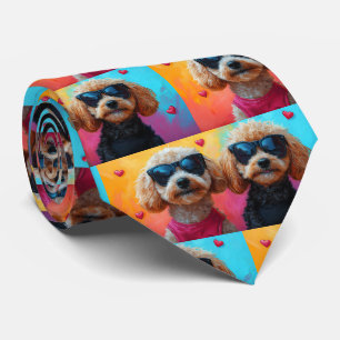 Poodle mit Herzinfarkt Rose Valentinstag Krawatte