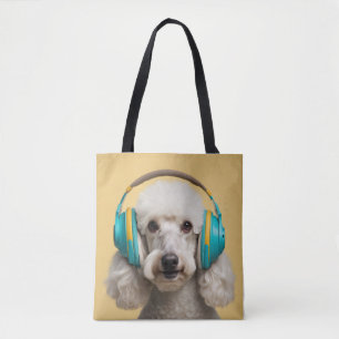 Poodle mit Kopfhörer