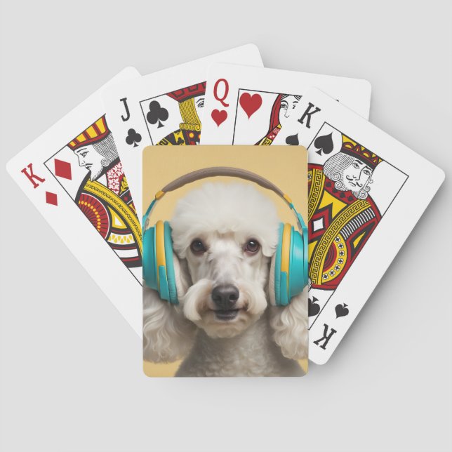 Poodle mit Kopfhörer Spielkarten (Rückseite)